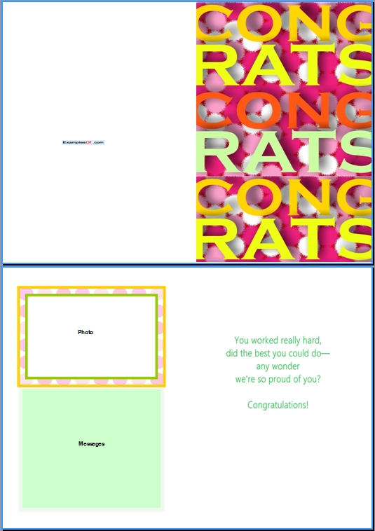 Example of Education Card:Congrats